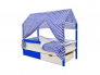 Кровать-домик Svogen с ящиками и бортиком сине-белый