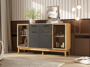 Комод (рамка AGT) Флэш Браш Графит, Дуб Крафт