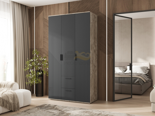 Шкаф 3-х створчатый 1200 Сильвия Браш Графит, Дуб Юкон