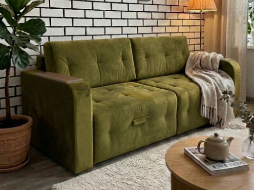 Диван Кёльн 2 секции с МДФ накладкой оливковый